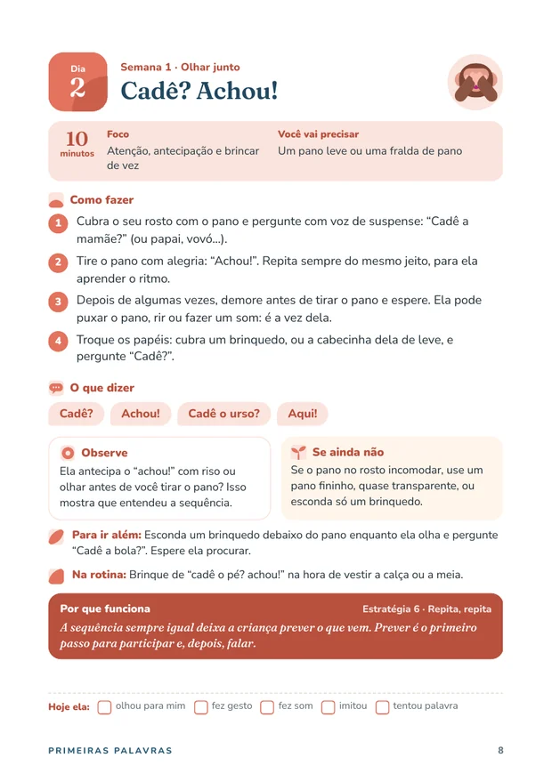 Página do material: A ficha de cada dia