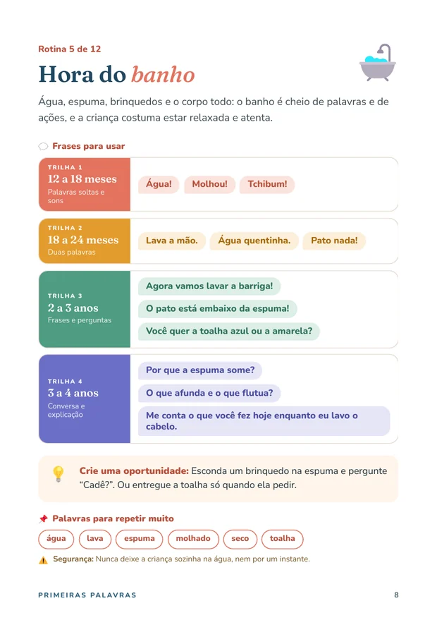 Página do material: Frases para as rotinas