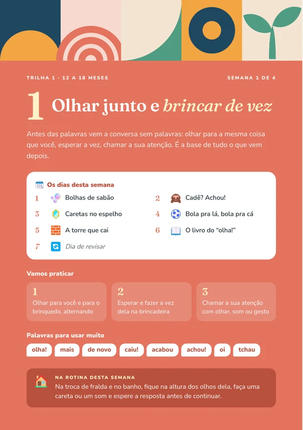 Página do material: A abertura de cada semana